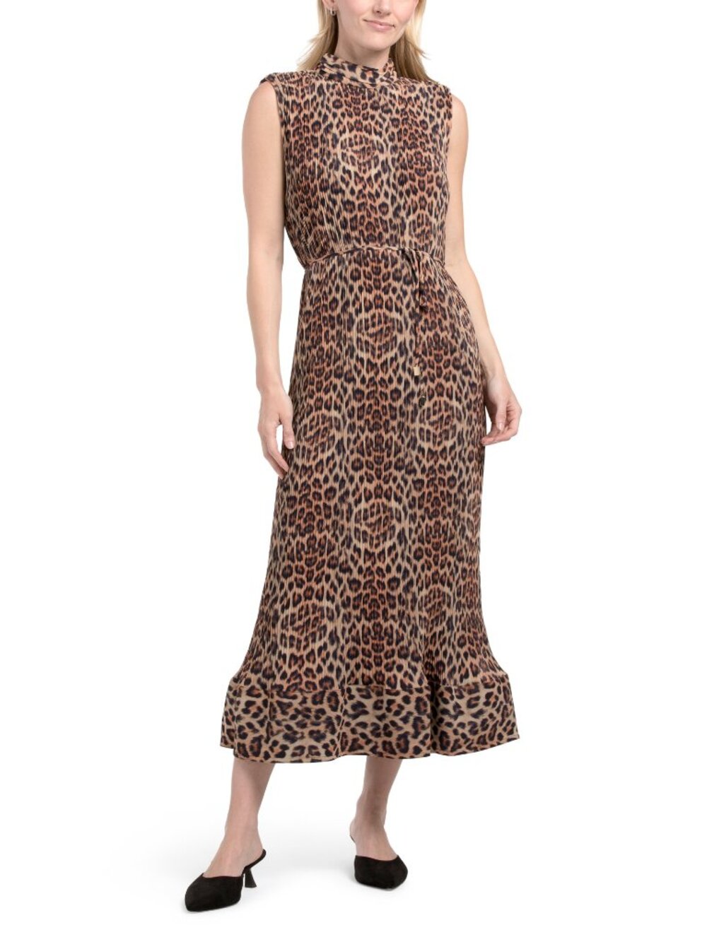 Milly Melina Leopard-print Pleated Midi Dress
